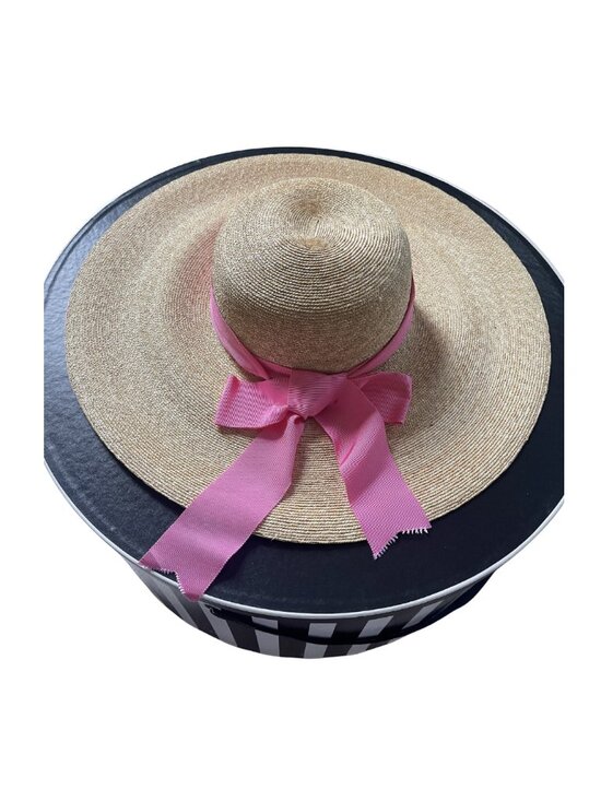 Peter Beaton Nantucket Large Brim Leghorn Straw Hat - Pink Ribbon - Size 60 main image 5